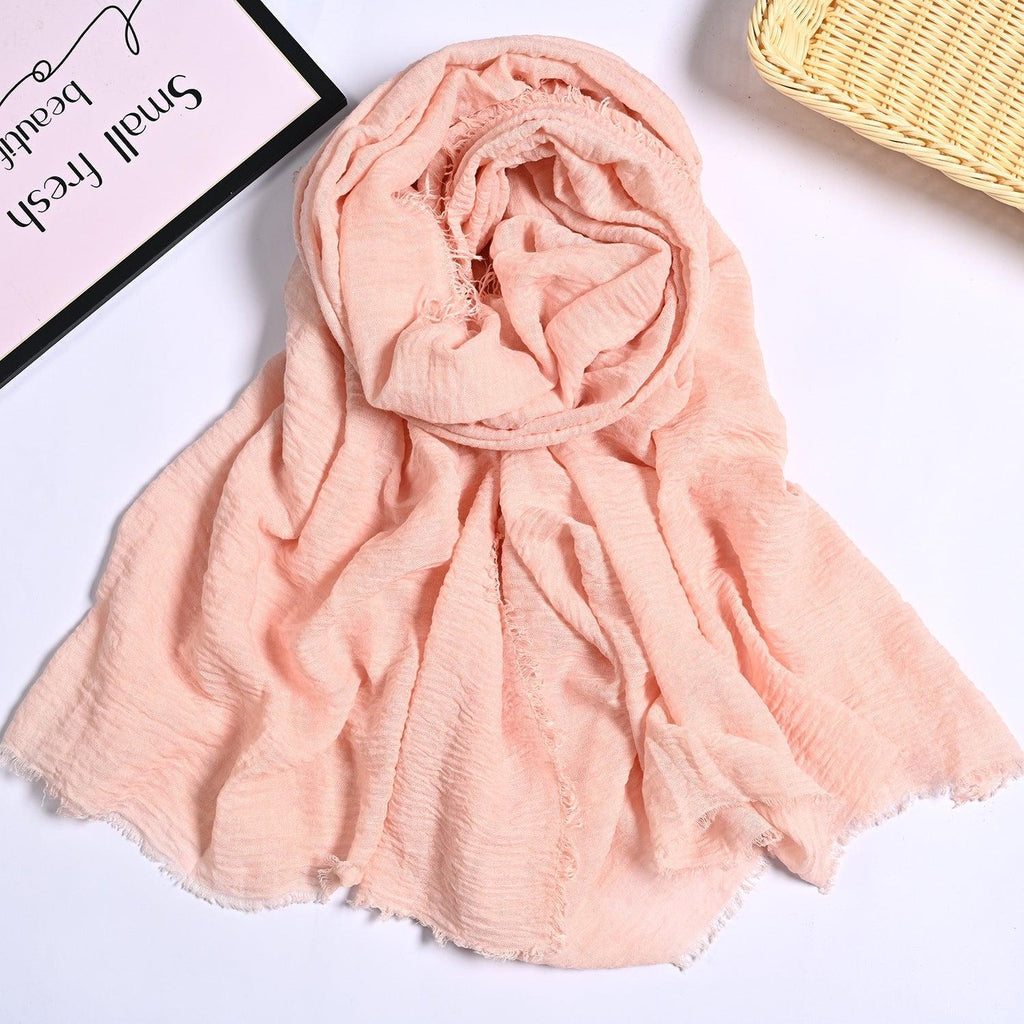Mariam's Collection Mariam's Collection MH055 Encrypted Bubble Wrinkle Solid Color Hijab — detail shot 7