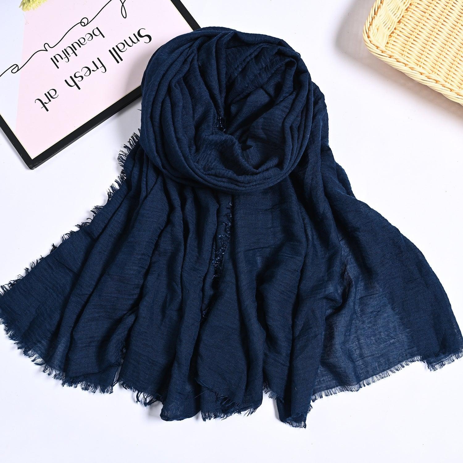 Mariam's Collection MH055 Encrypted Bubble Wrinkle Solid Color Hijab — in-use photo