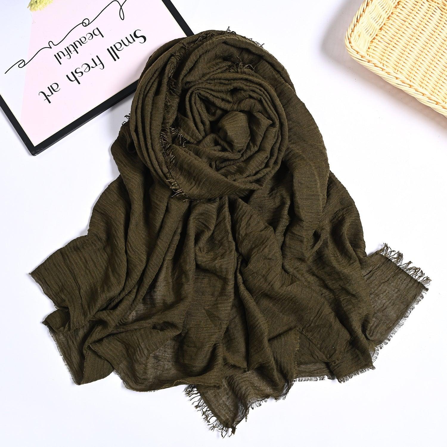 Mariam's Collection MH055 Encrypted Bubble Wrinkle Solid Color Hijab — side view
