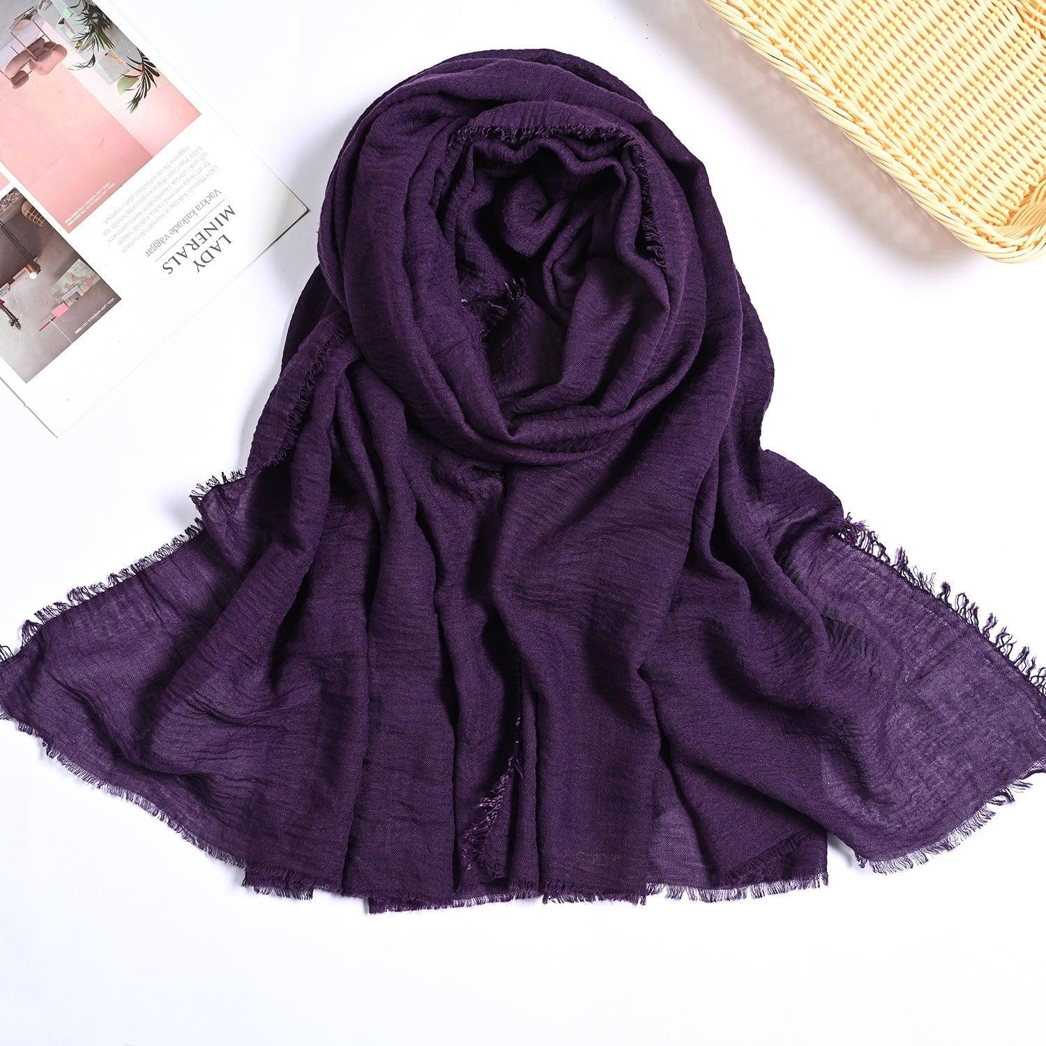 Mariam's Collection MH055 Encrypted Bubble Wrinkle Solid Color Hijab — back view