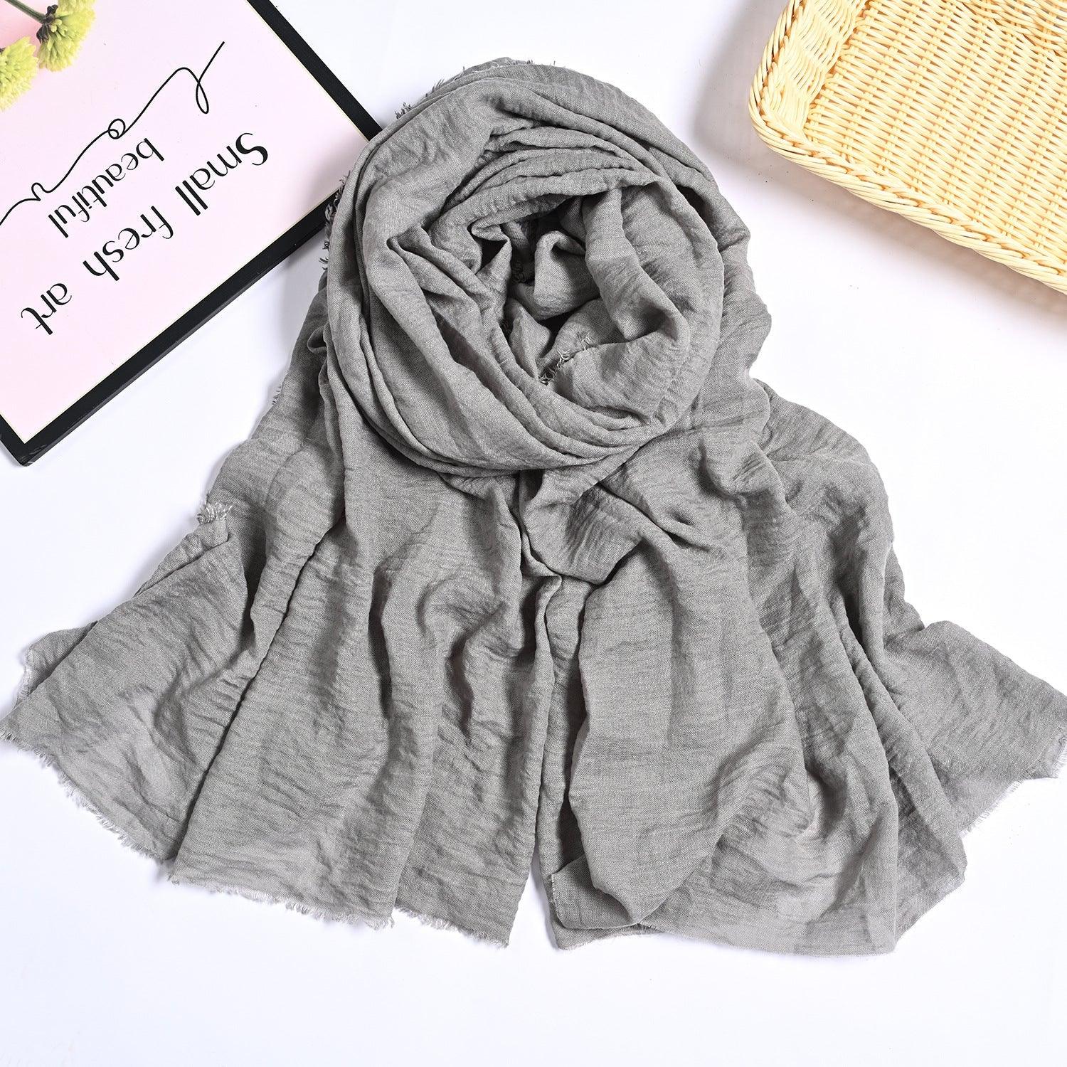 Mariam's Collection MH055 Encrypted Bubble Wrinkle Solid Color Hijab — lifestyle context