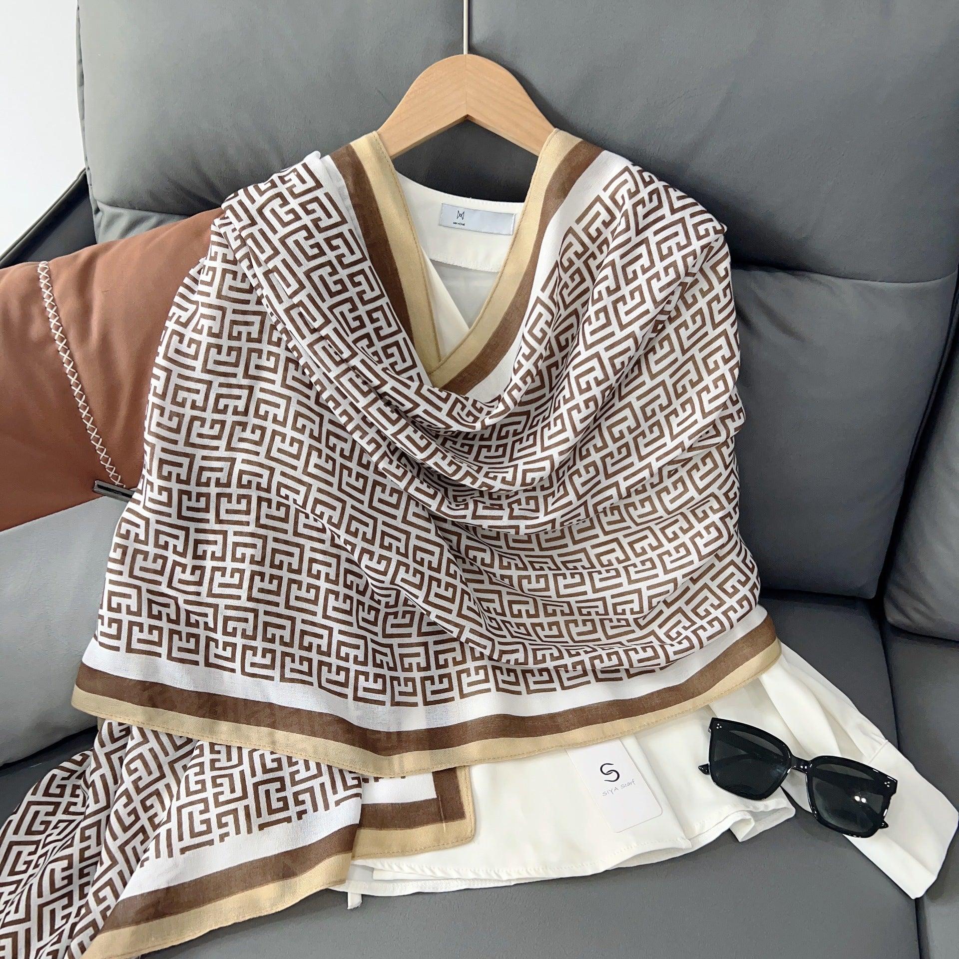 Mariam's Collection Mariam's Collection MH057 Lettered Rayon And Linen Hijab — Mariam's Collection branding close-up
