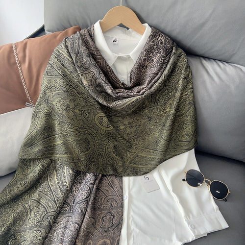 MH058 Cashew Printed Cotton And Linen Thin Hijab