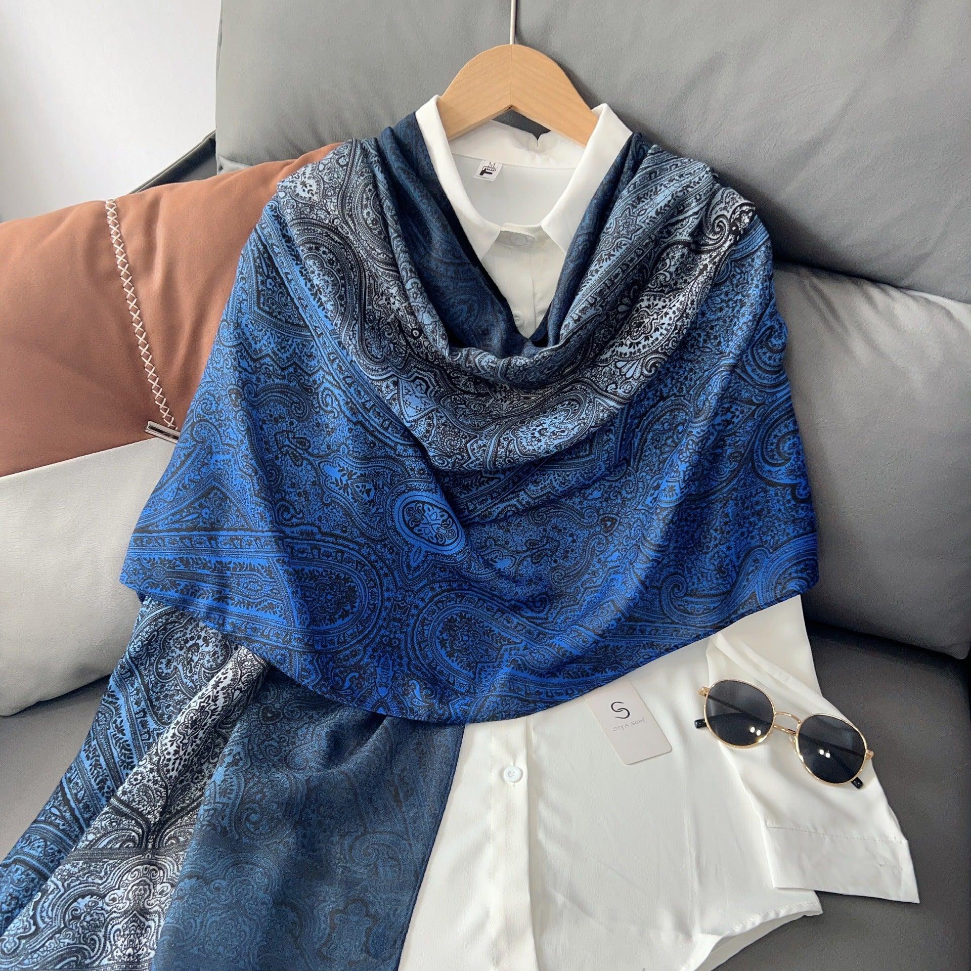 Mariam's Collection Mariam's Collection MH058 Cashew Printed Cotton And Linen Thin Hijab — lifestyle worn / used context