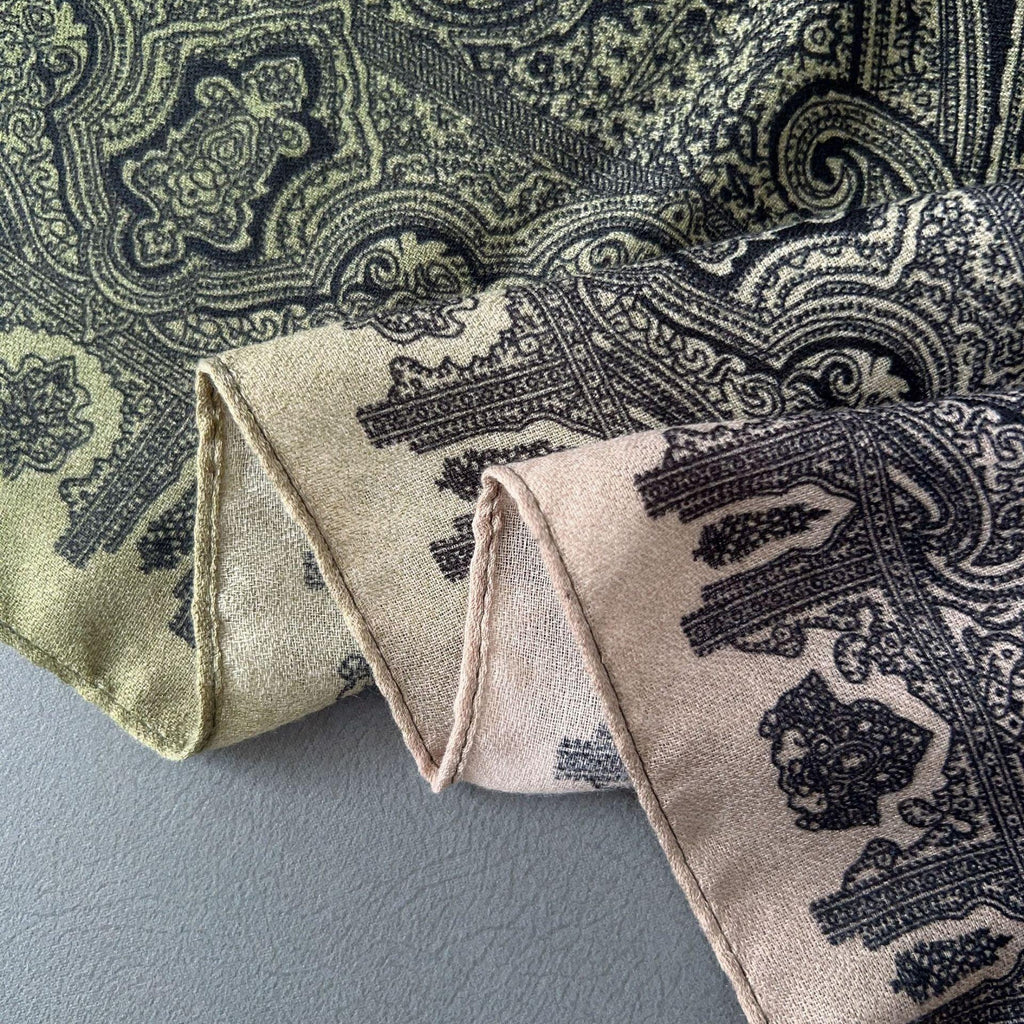 Mariam's Collection Mariam's Collection MH058 Cashew Printed Cotton And Linen Thin Hijab — detail shot 10
