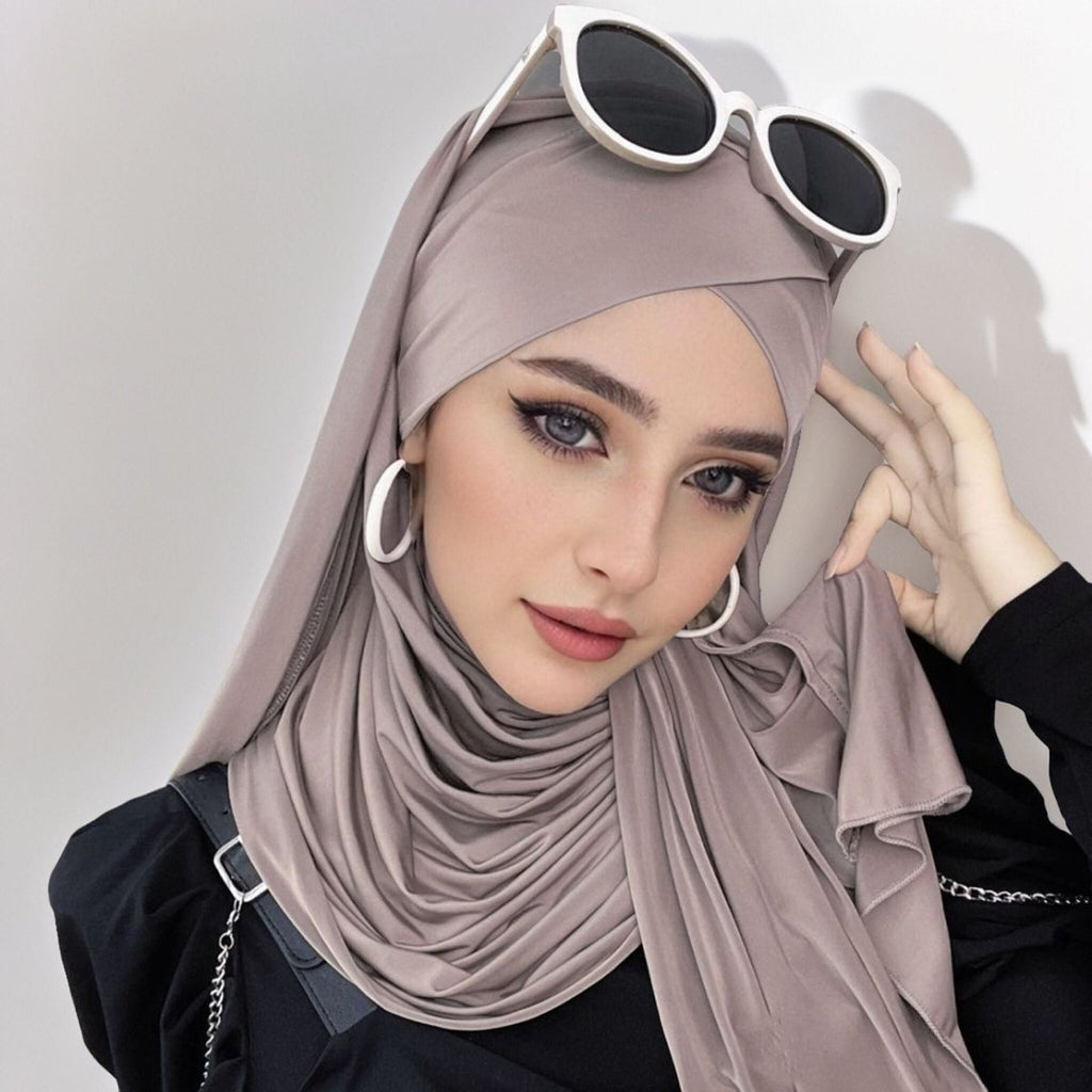 Mariam's Collection Mariam's Collection MH059 Solid Color Single Layer Cross Stretch Hijab — detail shot 10
