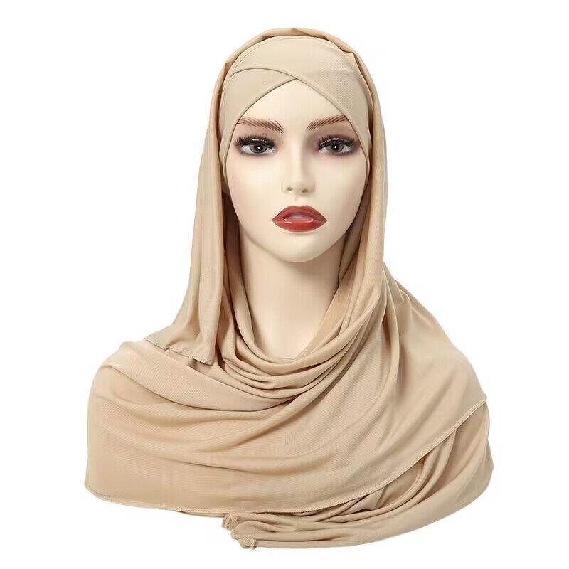 Mariam's Collection Mariam's Collection MH059 Solid Color Single Layer Cross Stretch Hijab — detail shot 7