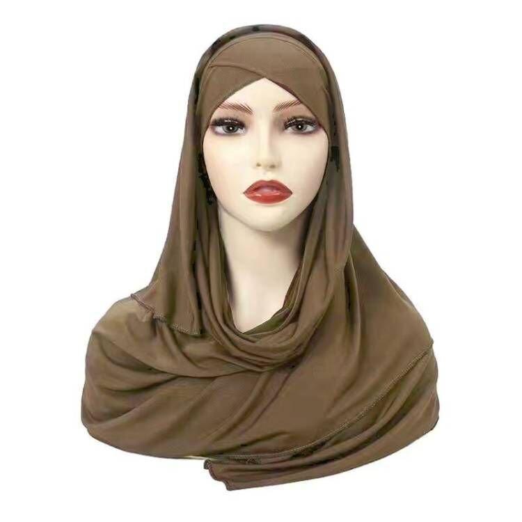 Mariam's Collection Mariam's Collection MH059 Solid Color Single Layer Cross Stretch Hijab — detail shot 8
