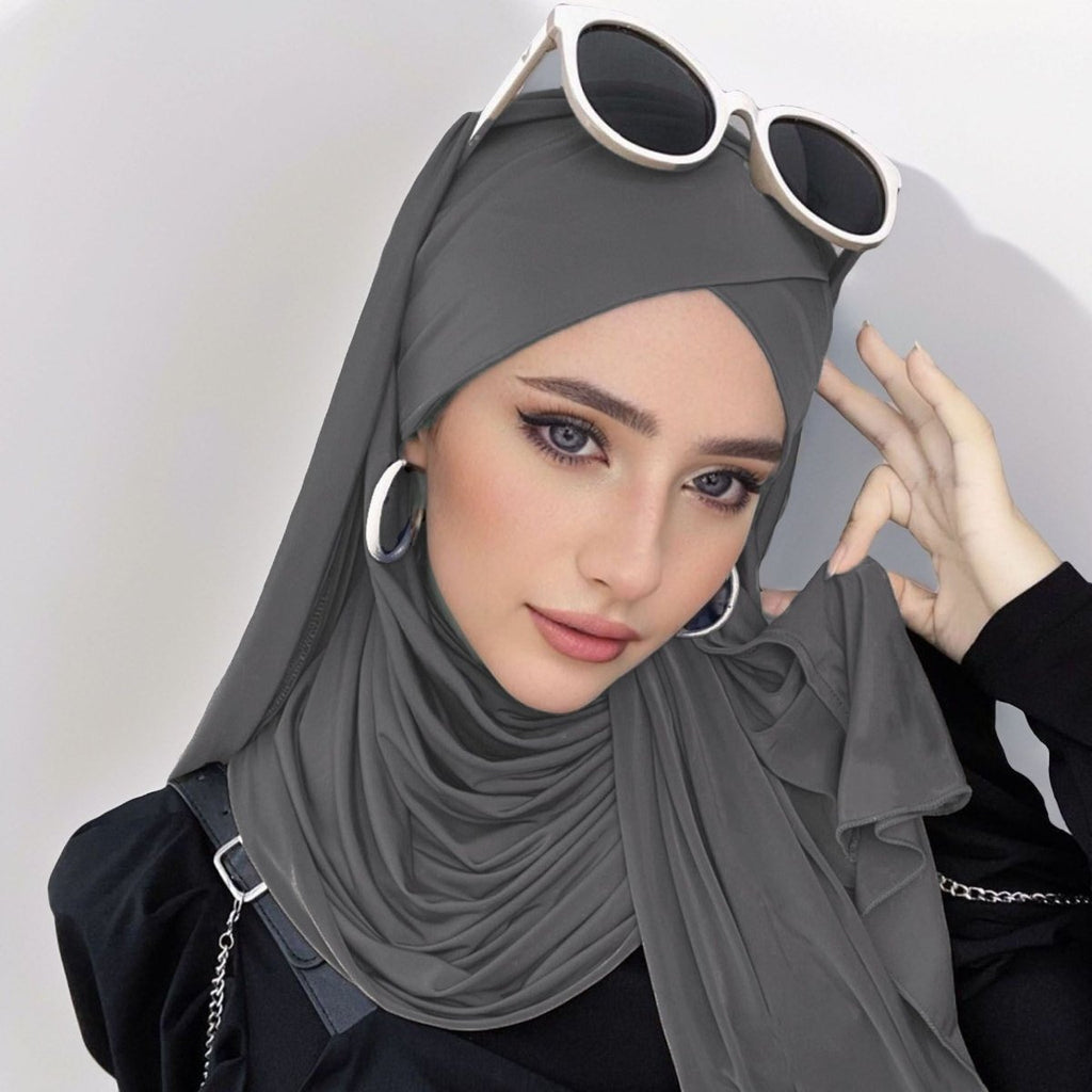 Mariam's Collection Mariam's Collection MH059 Solid Color Single Layer Cross Stretch Hijab — detail shot 9