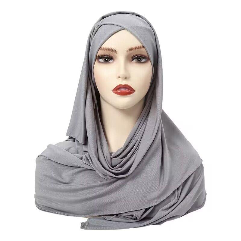Mariam's Collection Mariam's Collection MH059 Solid Color Single Layer Cross Stretch Hijab — construction detail