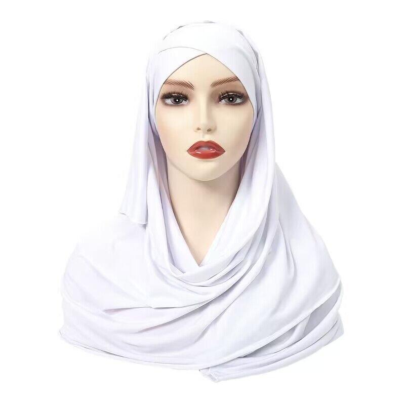 Mariam's Collection Mariam's Collection MH059 Solid Color Single Layer Cross Stretch Hijab — detail shot 6