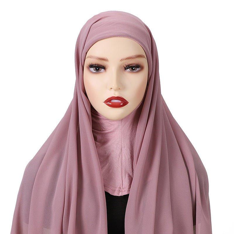 Mariam's Collection Mariam's Collection MH061 Pearl Chiffon One-Piece Bottom Hat Hijab — Mariam's Collection branding close-up