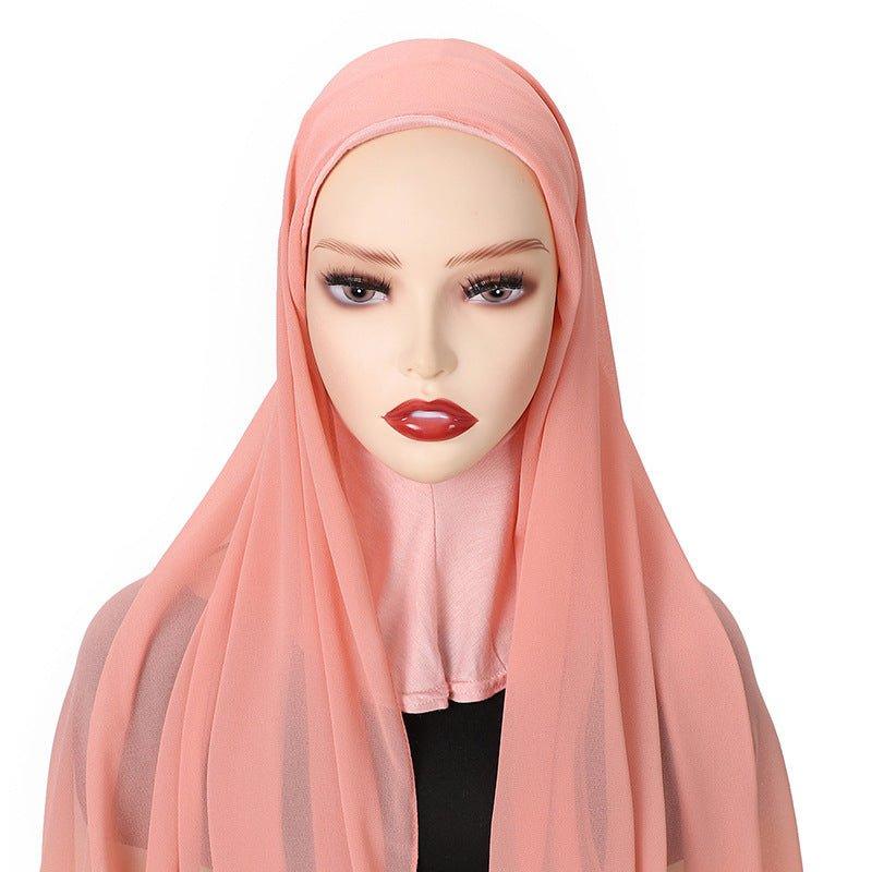 Mariam's Collection Mariam's Collection MH061 Pearl Chiffon One-Piece Bottom Hat Hijab — lifestyle worn / used context