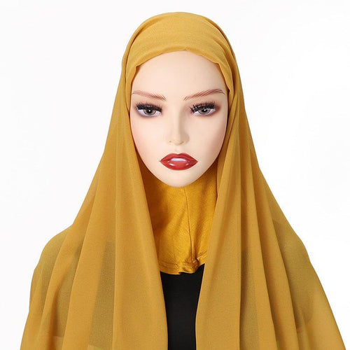 MH061 Pearl Chiffon One-Piece Bottom Hat Hijab