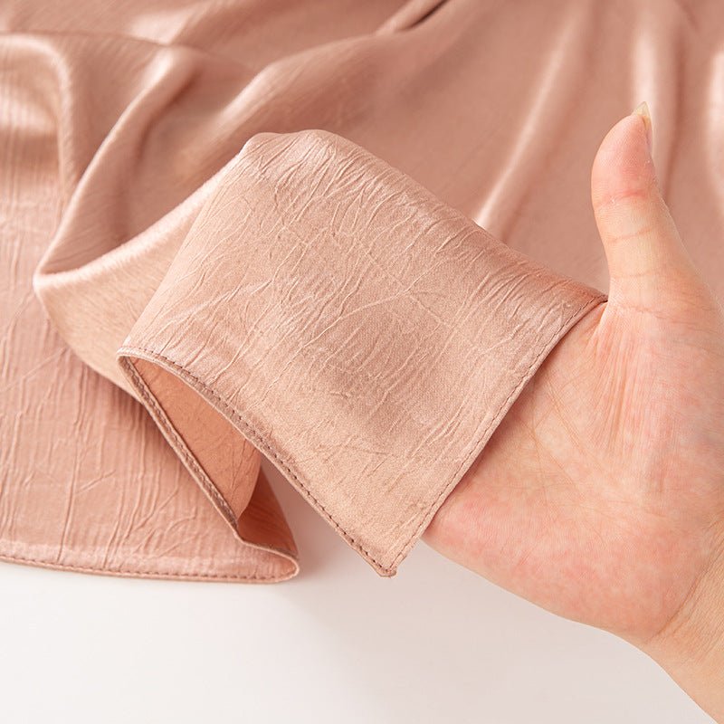 Mariam's Collection MH065 Bark Wrinkled Glossy Satin Imitation Silk — Mariam's Collection branding close-up