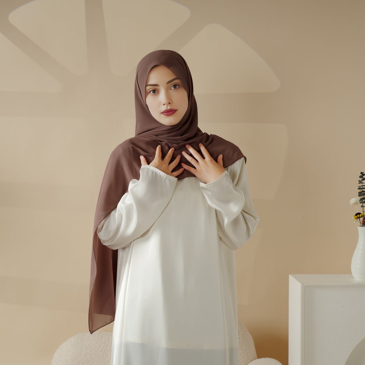 Mariam's Collection Plain Chiffon Shawl, Extra Fine Chiffon Hijab (MH067) — detail shot 10