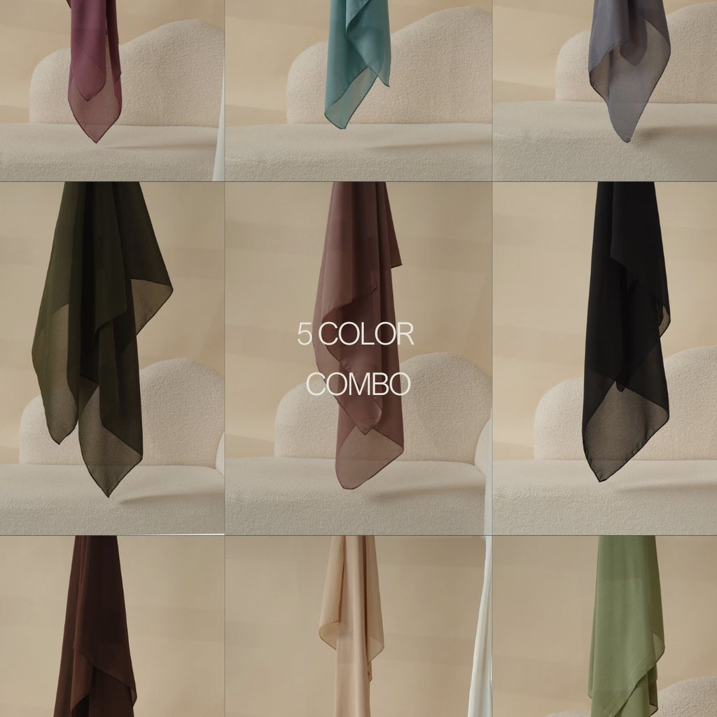 Mariam's Collection Plain Chiffon Shawl, Extra Fine Chiffon Hijab (MH067) — comparison shot