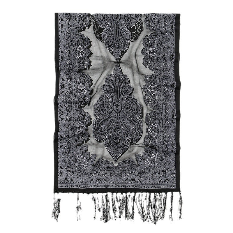 Mariam's Collection MH070 Fresh Floral Pattern With Tassels Polyester Hijab — main product shot
