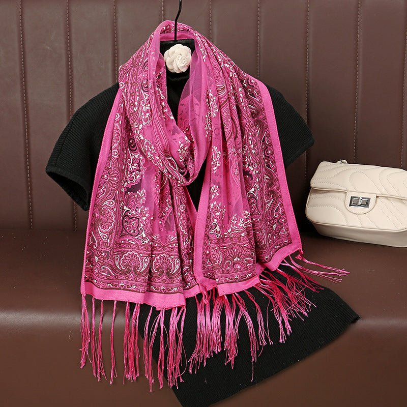 Mariam's Collection MH070 Fresh Floral Pattern With Tassels Polyester Hijab — feature highlight