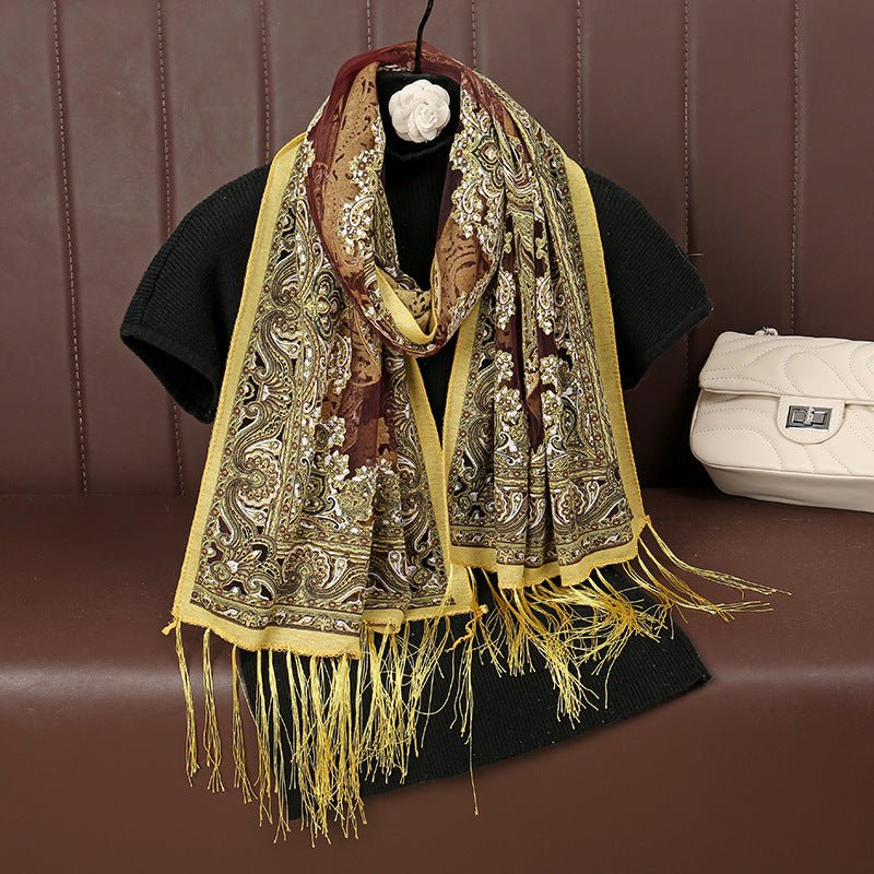 Mariam's Collection MH070 Fresh Floral Pattern With Tassels Polyester Hijab — product category context