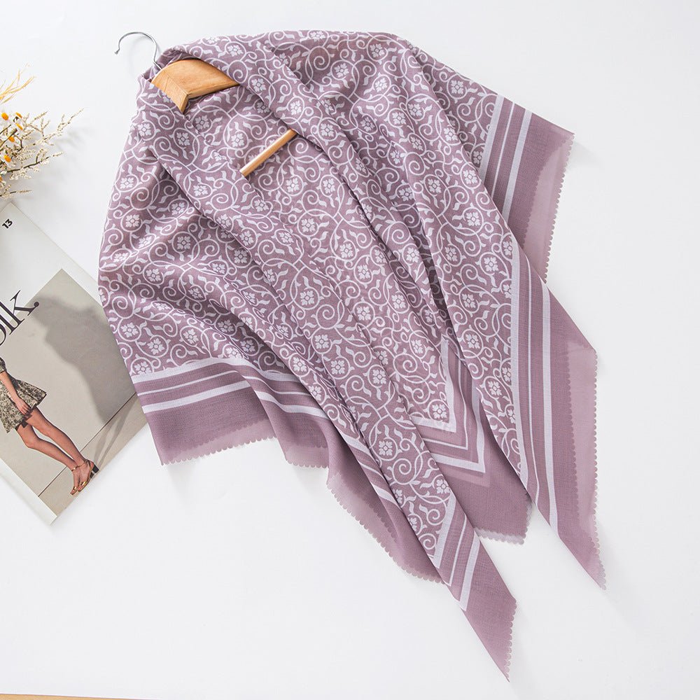 Mariam's Collection Mariam's Collection MH072 Square Floral Print Wavy Cut-off Voile Hijab — detail shot 8