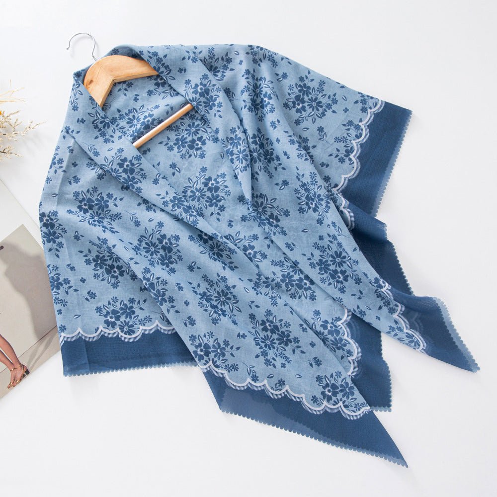 Mariam's Collection Mariam's Collection MH072 Square Floral Print Wavy Cut-off Voile Hijab — comparison shot