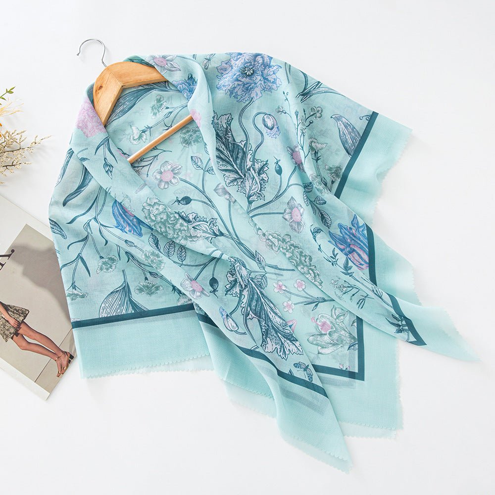 Mariam's Collection Mariam's Collection MH072 Square Floral Print Wavy Cut-off Voile Hijab — comparison shot