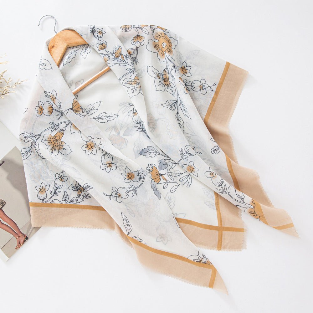 Mariam's Collection Mariam's Collection MH072 Square Floral Print Wavy Cut-off Voile Hijab — main product shot