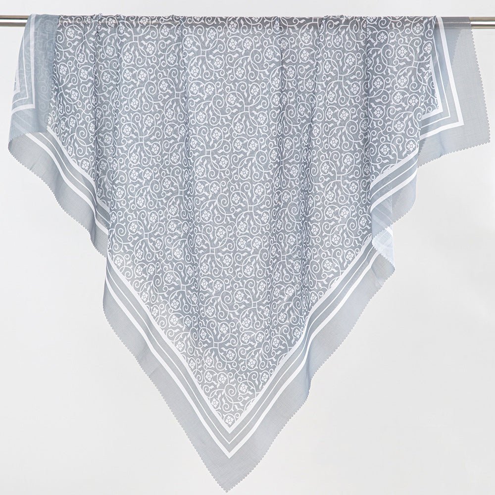 Mariam's Collection Mariam's Collection MH072 Square Floral Print Wavy Cut-off Voile Hijab — main product shot