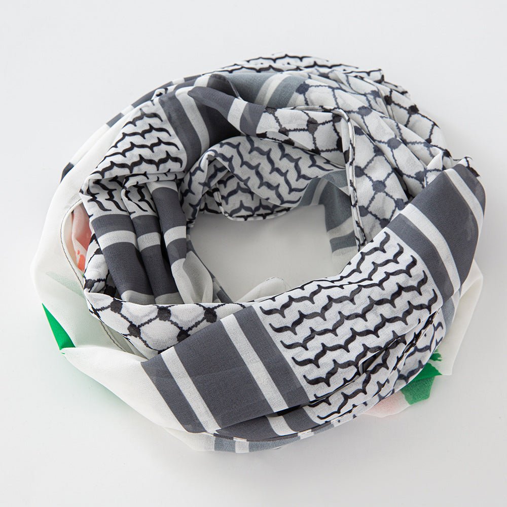 Mariam's Collection Mariam's Collection MH074 Keffiyeh Printed chiffon Hijab — main product shot