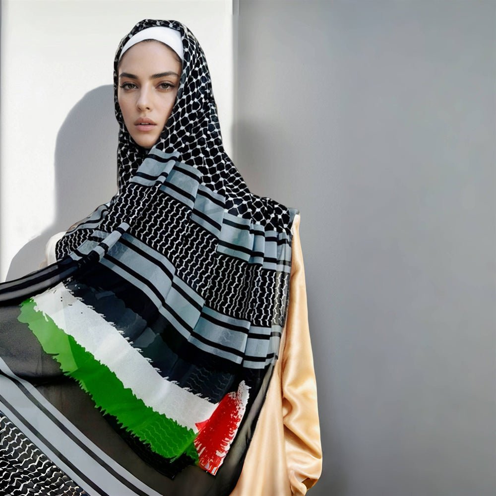 Mariam's Collection Mariam's Collection MH074 Keffiyeh Printed chiffon Hijab — product category context