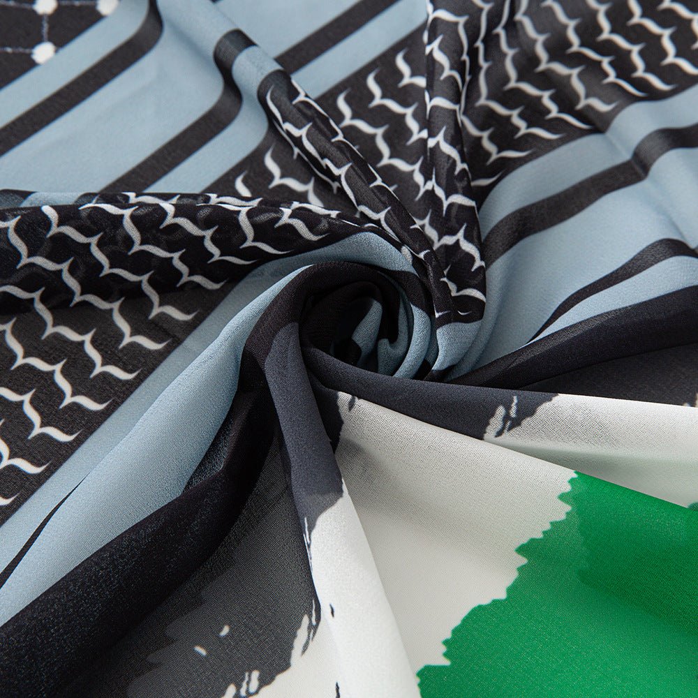 Mariam's Collection Mariam's Collection MH074 Keffiyeh Printed chiffon Hijab — detail shot 6
