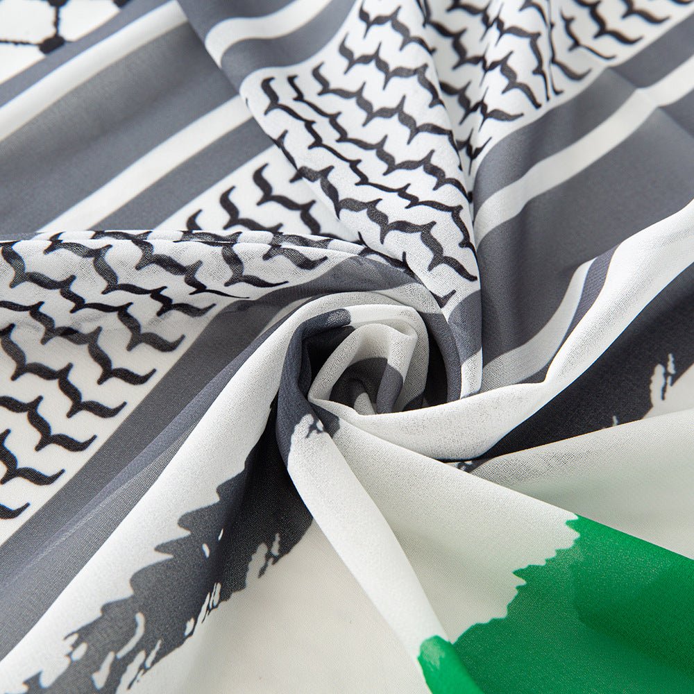 Mariam's Collection Mariam's Collection MH074 Keffiyeh Printed chiffon Hijab — flat-lay composition