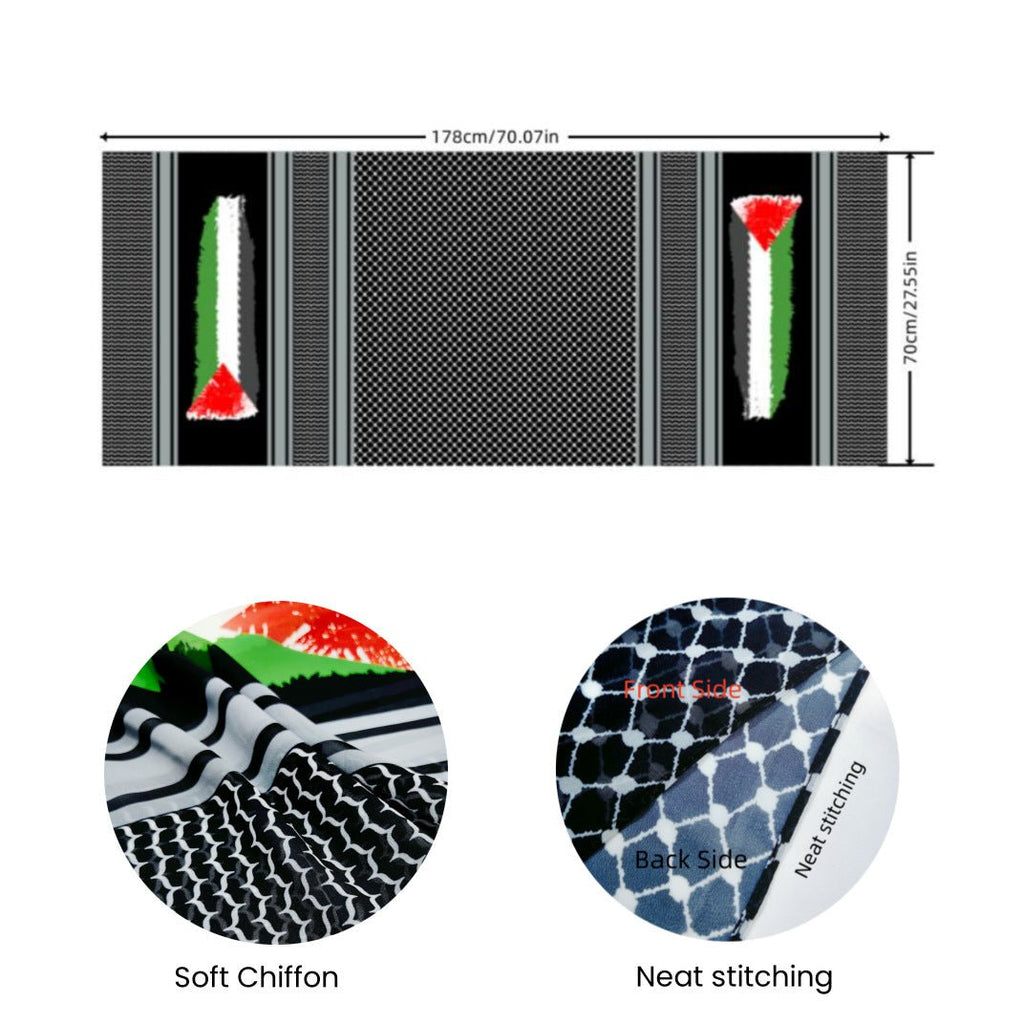 Mariam's Collection Mariam's Collection MH074 Keffiyeh Printed chiffon Hijab — construction detail