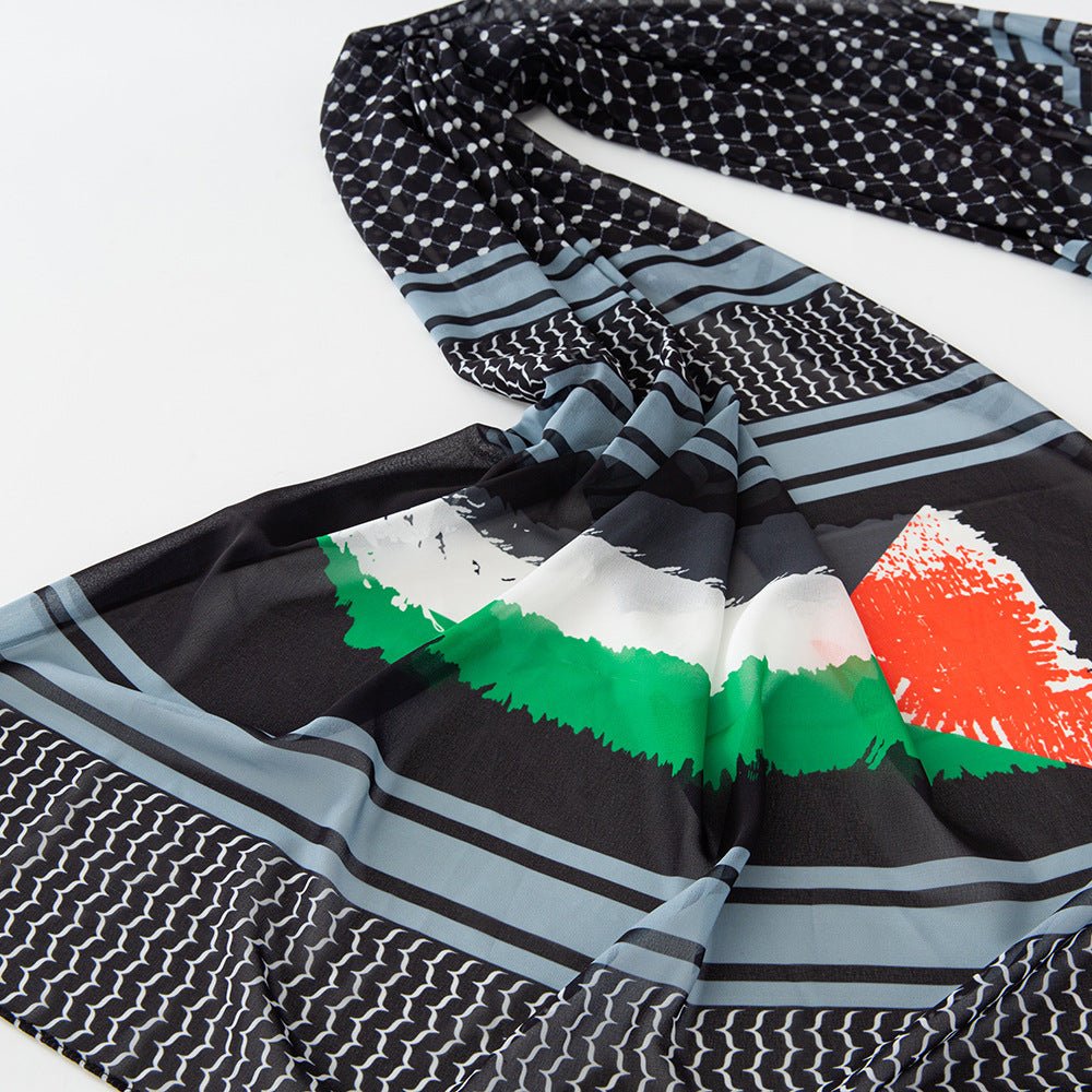 Mariam's Collection Mariam's Collection MH074 Keffiyeh Printed chiffon Hijab — detail shot 9