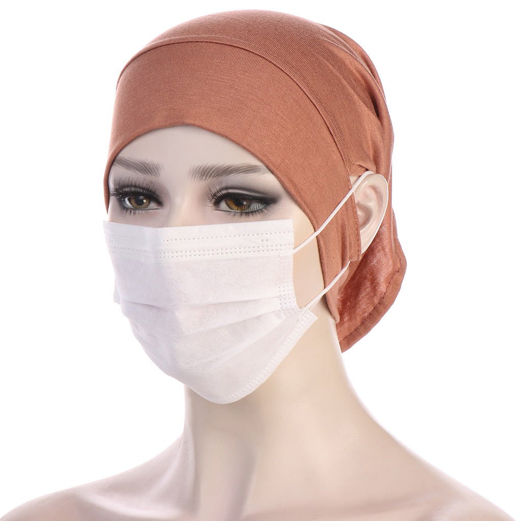 Mariam's Collection Mariam's Collection MH075 Flat Brim With Pierced Ears - Pullover Hat — fabric or material detail