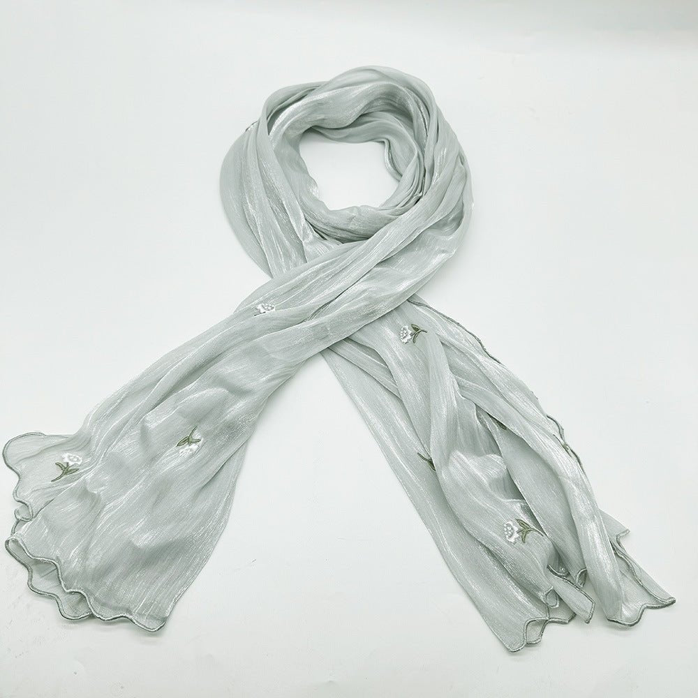 Mariam's Collection Mariam's Collection MH080 Breathable And Cool Crepe Embroidered Hijab — detail shot 7