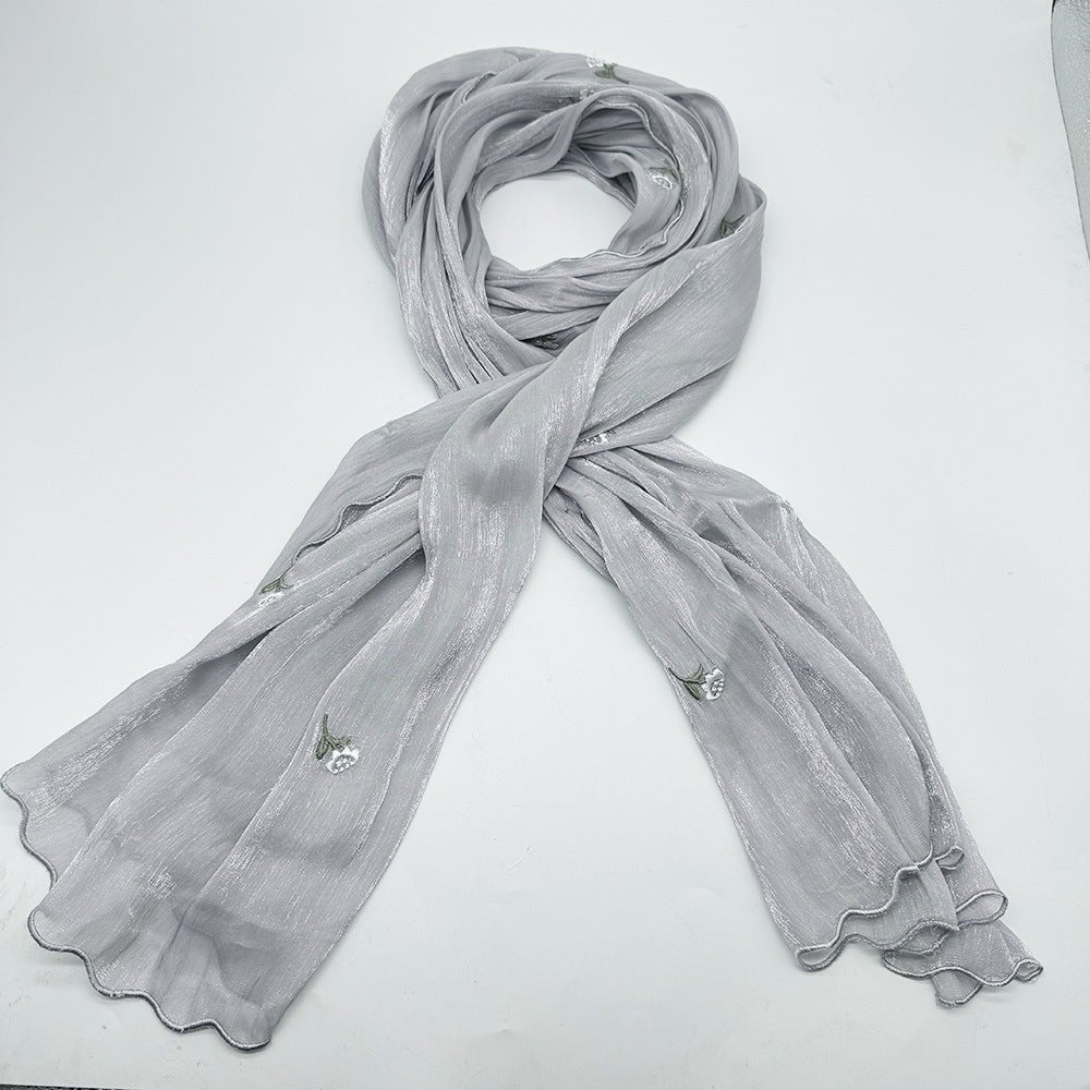 Mariam's Collection Mariam's Collection MH080 Breathable And Cool Crepe Embroidered Hijab — detail shot 6