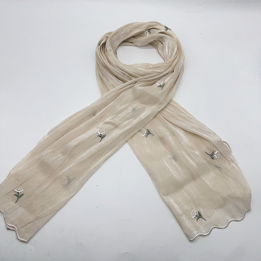 Mariam's Collection Mariam's Collection MH080 Breathable And Cool Crepe Embroidered Hijab — detail shot 9