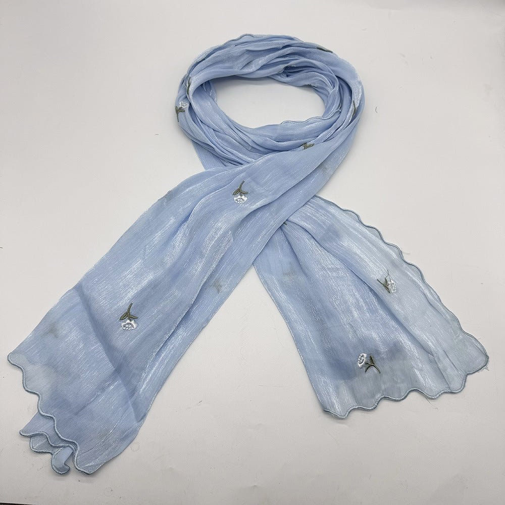 Mariam's Collection Mariam's Collection MH080 Breathable And Cool Crepe Embroidered Hijab — fabric or material detail