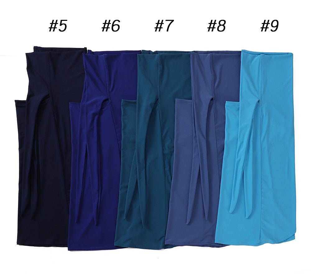 Mariam's Collection MH081 Dual Purpose Veil Bottom Hat Hijab — flat-lay composition