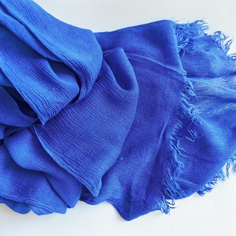 Mariam's Collection Cotton Tassel Hijab | Crepe Tassel Hijab (MH086) — flat-lay composition