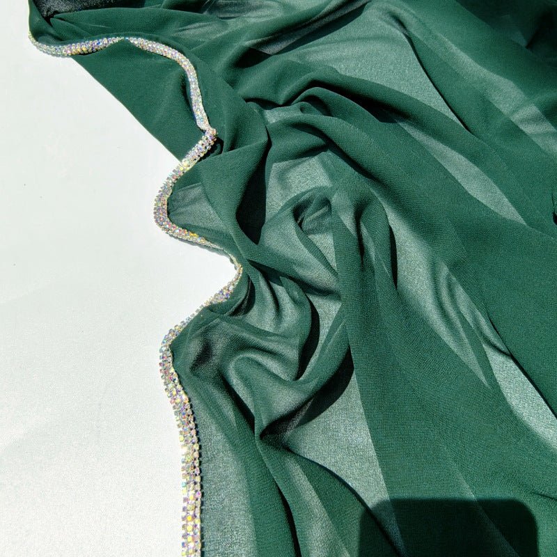 Mariam's Collection Diamond Trimmed Chiffon Hijab(MH087) — back view