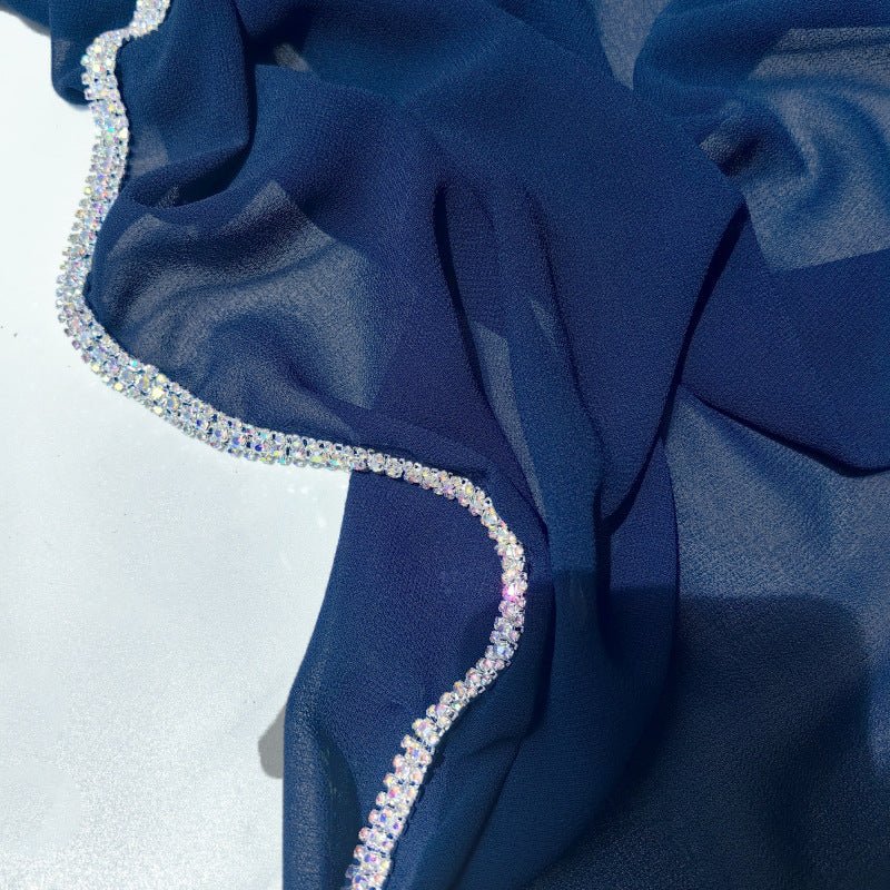 Mariam's Collection Diamond Trimmed Chiffon Hijab(MH087) — flat-lay composition