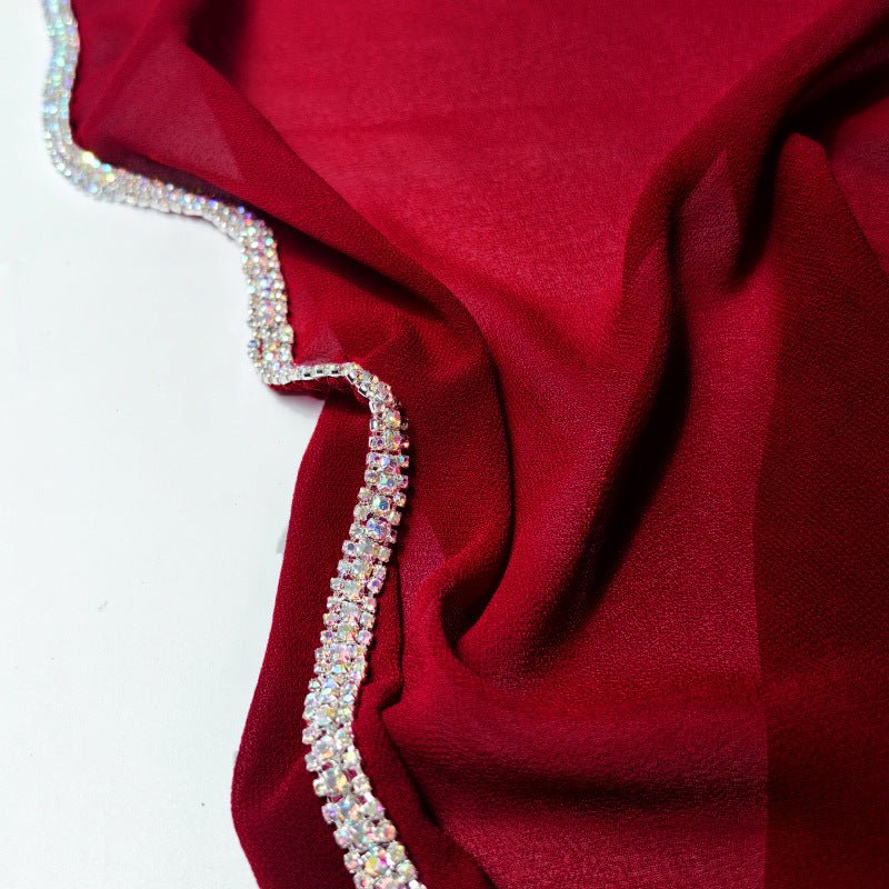 Mariam's Collection Diamond Trimmed Chiffon Hijab(MH087) — detail close-up