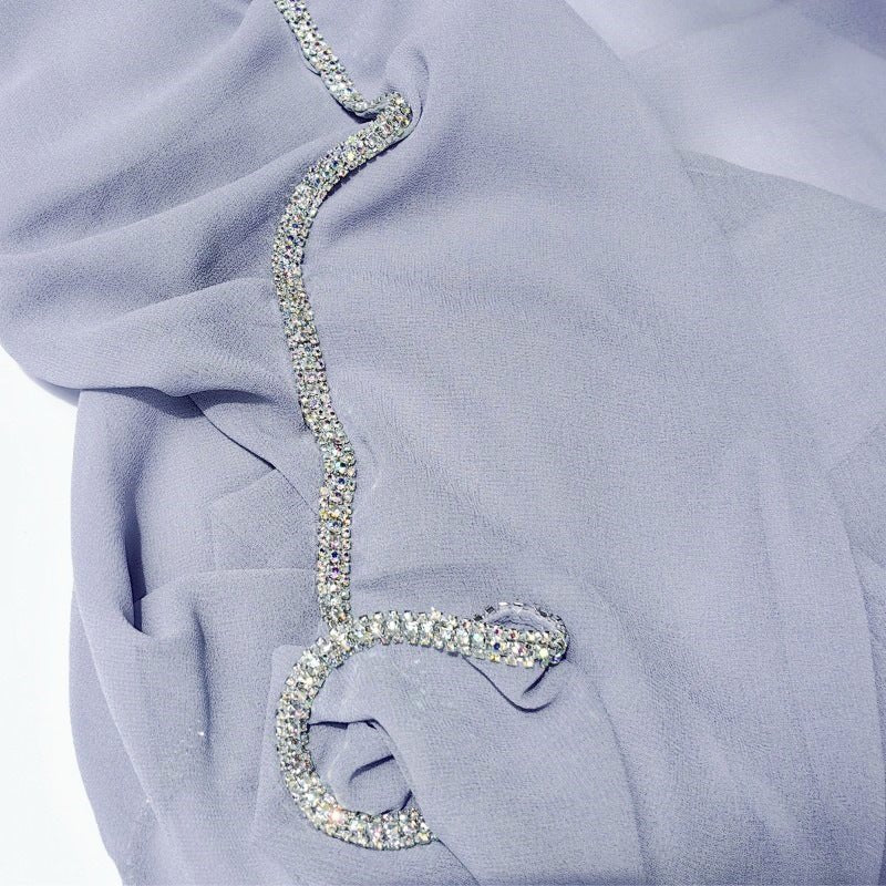 Mariam's Collection Diamond Trimmed Chiffon Hijab(MH087) — fabric or material detail