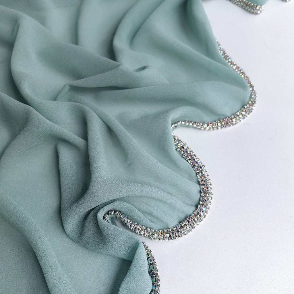 Mariam's Collection Diamond Trimmed Chiffon Hijab(MH087) — size reference