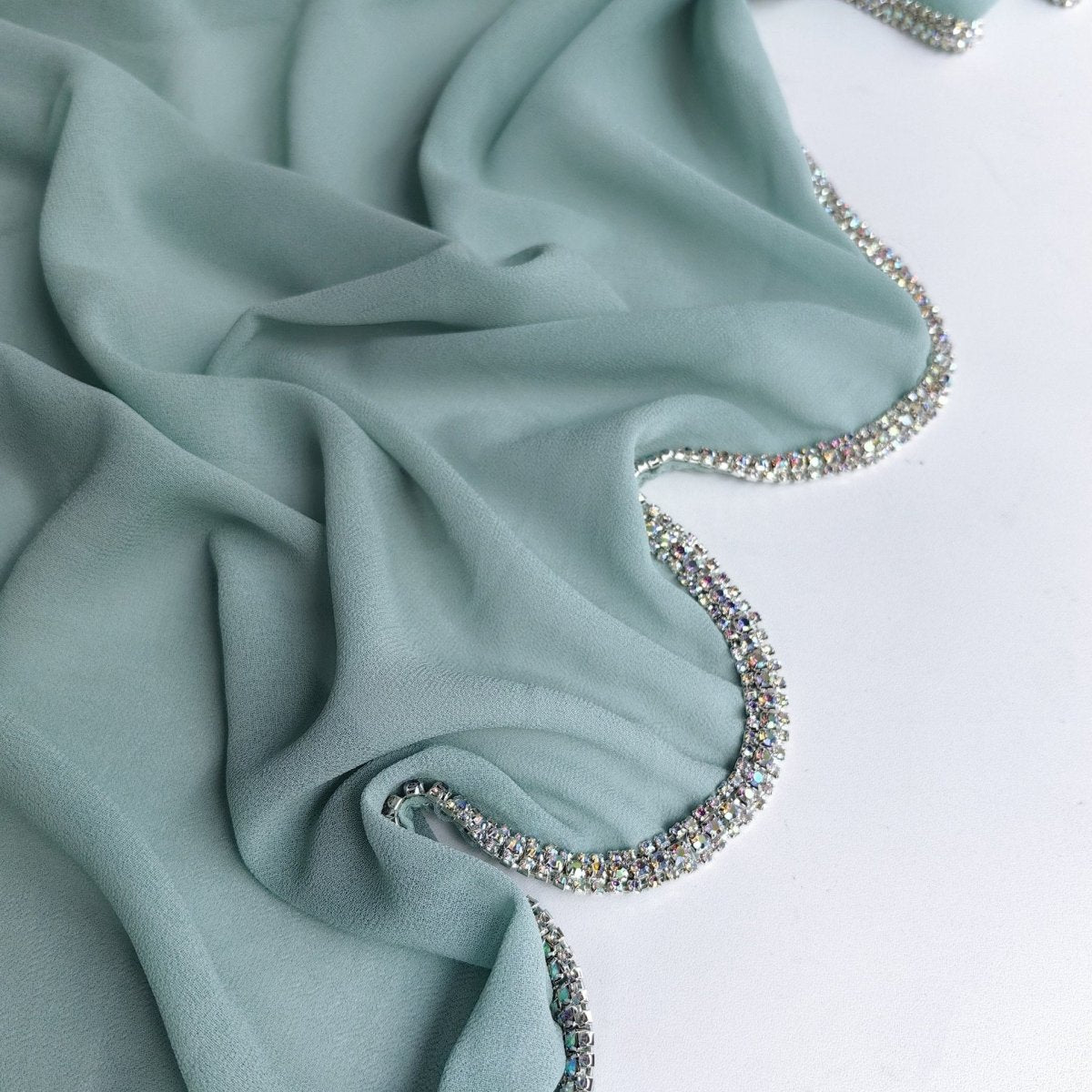 Mariam's Collection Diamond Trimmed Chiffon Hijab(MH087) — size reference
