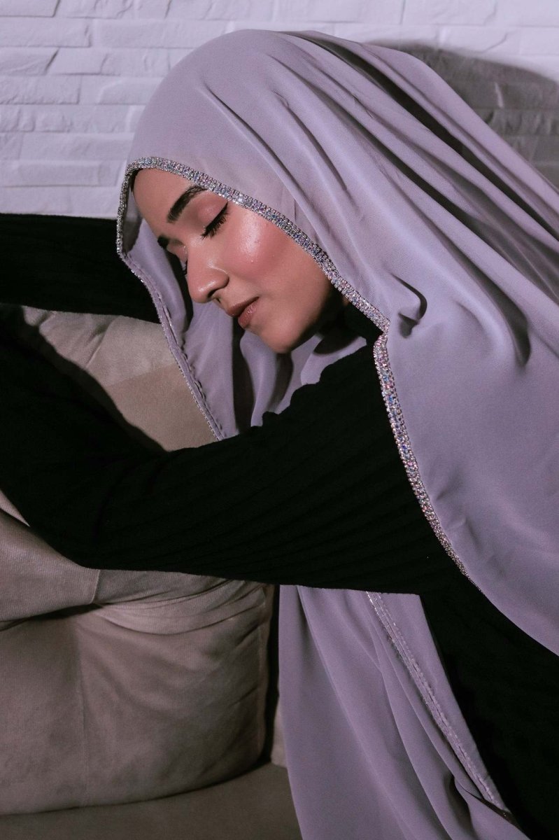 Mariam's Collection Diamond Trimmed Chiffon Hijab(MH087) — detail shot 6
