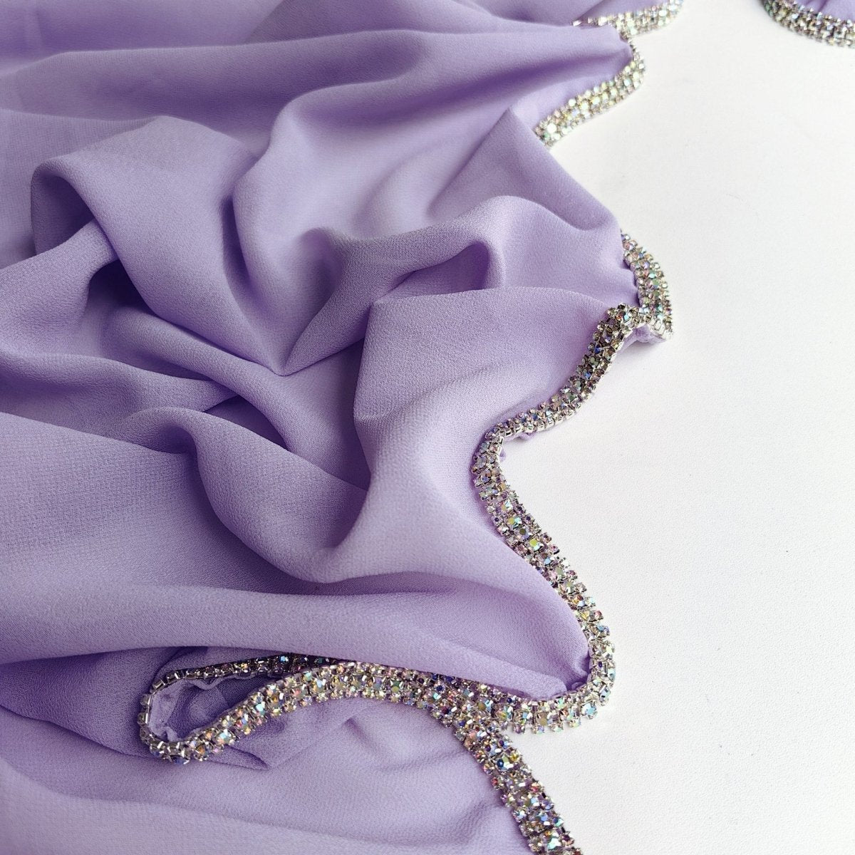 Mariam's Collection Diamond Trimmed Chiffon Hijab(MH087) — in-use photo